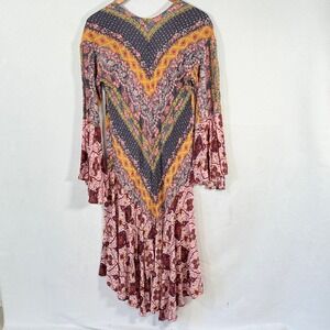 Umgee Boho Paisley Fairy Bell Sleeve Asymmetrical Hem Cardigan duster Med